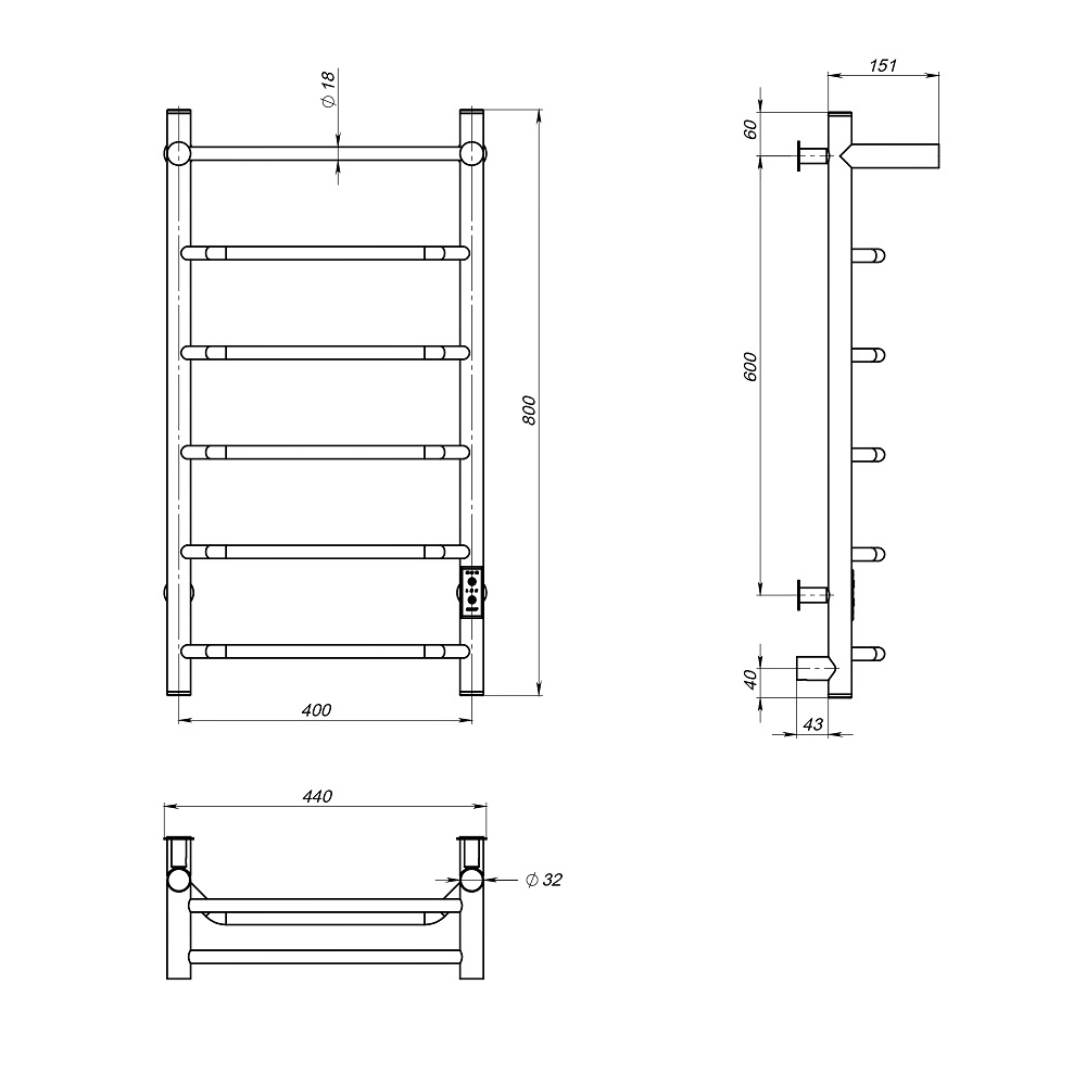 Полотенцесушитель Пэк сп 6 П 80х40 белый ВГП