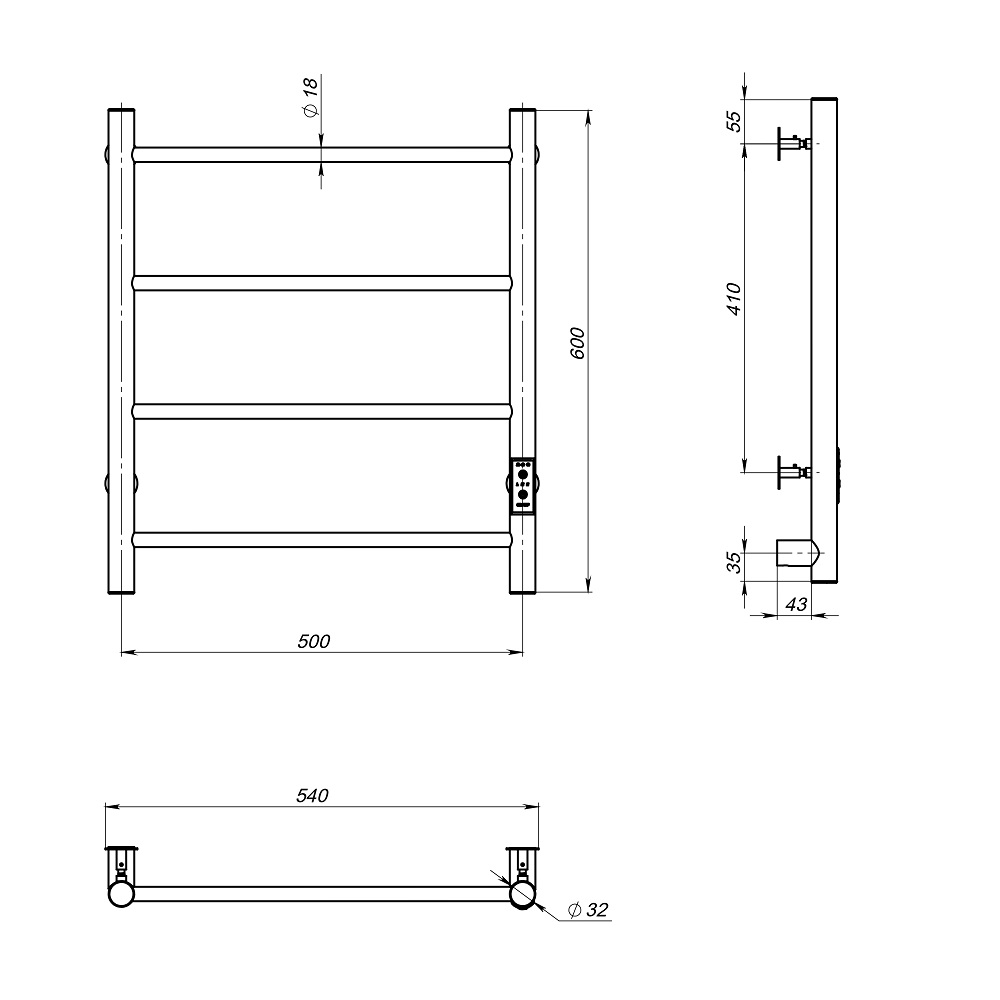 Полотенцесушитель Аспект Пэк сп 1 60х50
